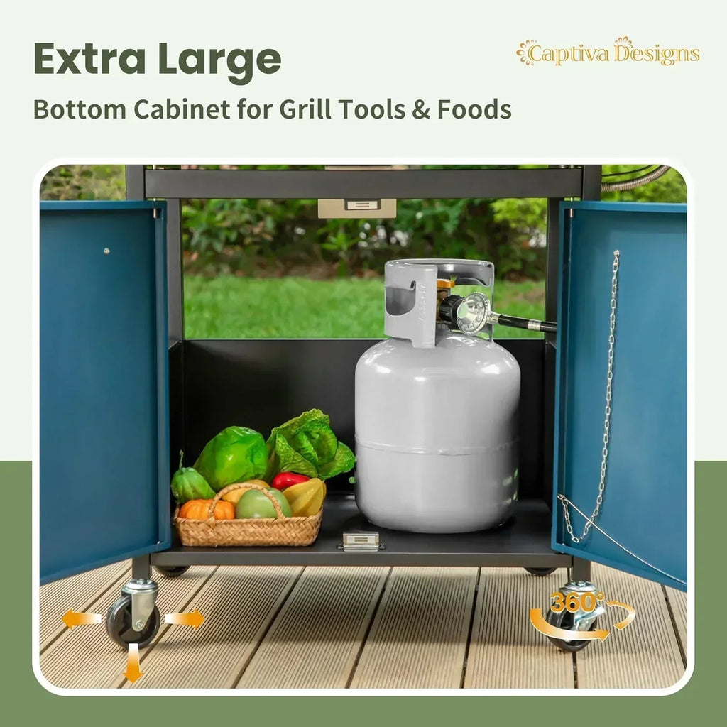 Captiva Designs 4-Burner Propane Gas BBQ Grill Side Burner Porcelain-Enameled Cast Iron Grates wourant