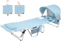 Tanning Chair with Sun Canopy Face Hole Folding Chaise Lounge Chair 5 Position Reclining wourant