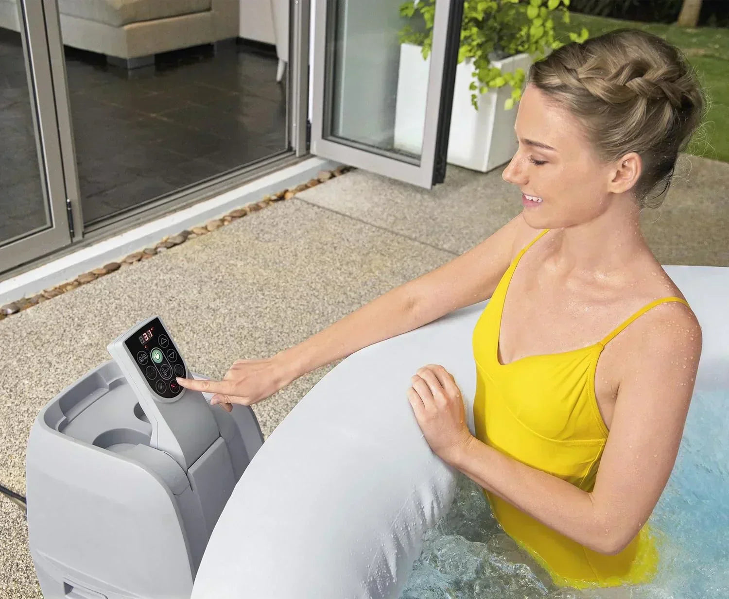 Bestway Palm Springs 4 to 6 Person EnergySense Smart AirJet Plus Inflatable Hot Tub Outdoor Spa wourant