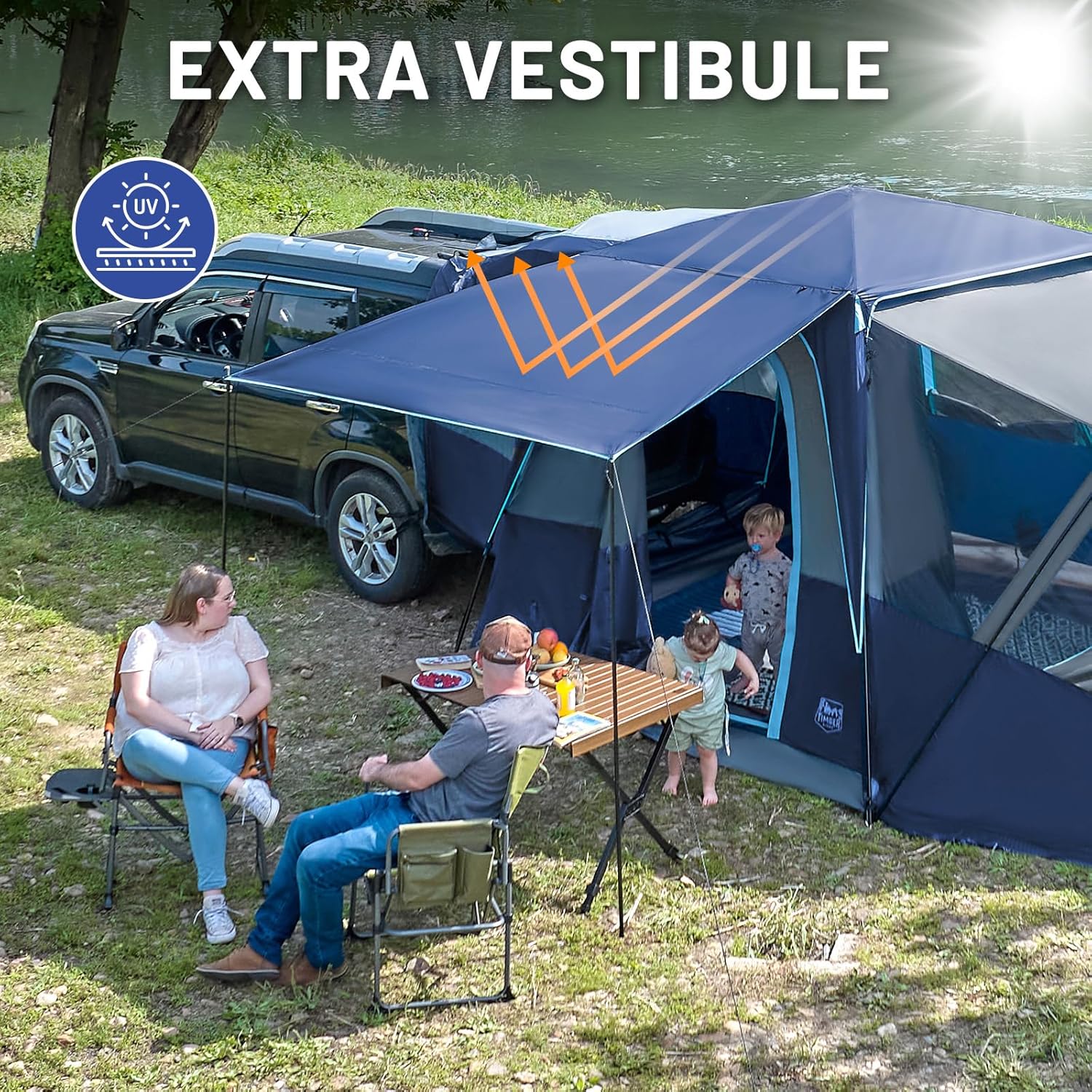TIMBER RIDGE 5-9 Person SUV Tent with Screen Porch and Awning for Family Camping Weather Resistant wourant