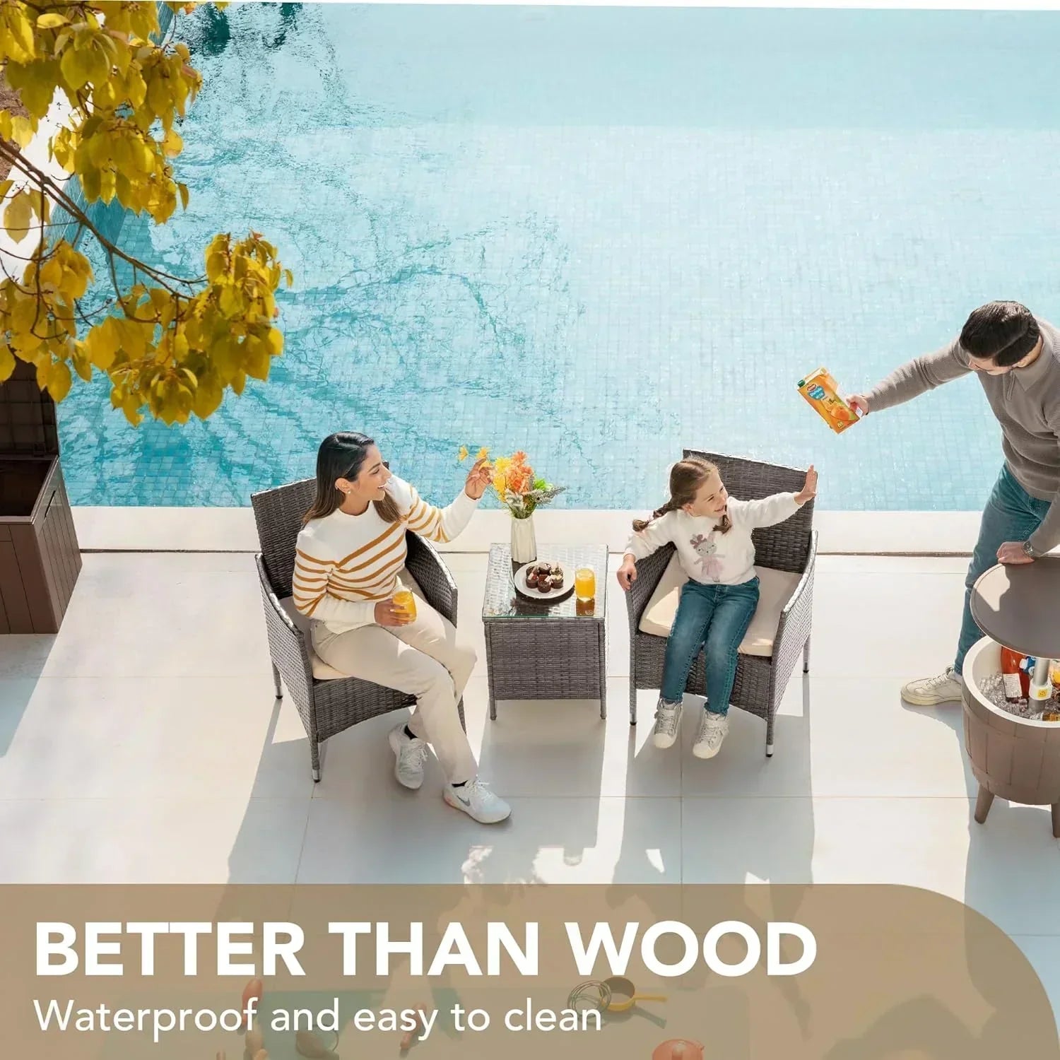 Devoko Patio Porch Furniture Sets 3 Pieces PE Rattan Wicker Chairs Outdoor Garden Furniture Sets wourant