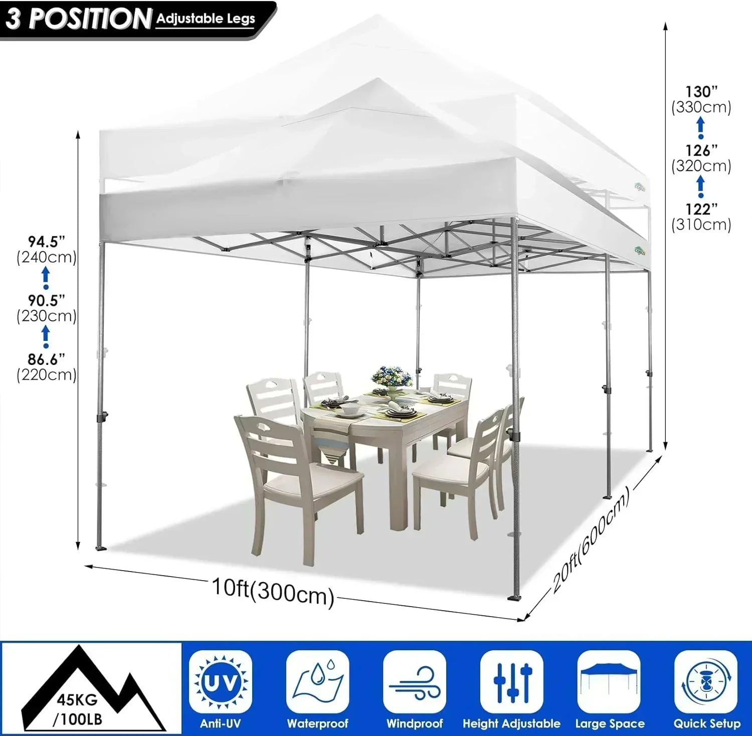 COBIZI 10x20 Heavy Duty Pop up Canopy Tent 6 sidewalls Commercial Canopy Wedding Party Tents wourant