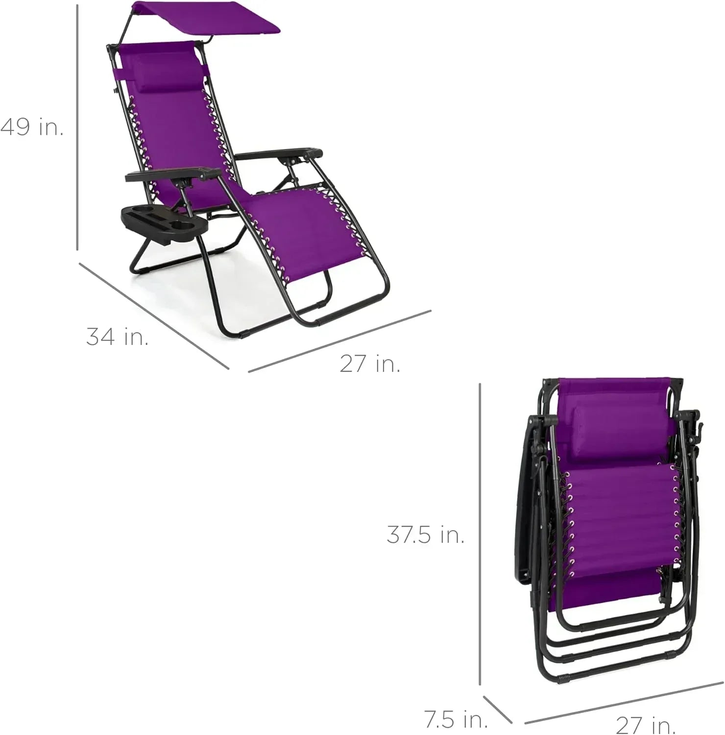 Best Choice Products Folding Zero Gravity Recliner Patio Lounge Chair Adjustable Canopy Shade wourant