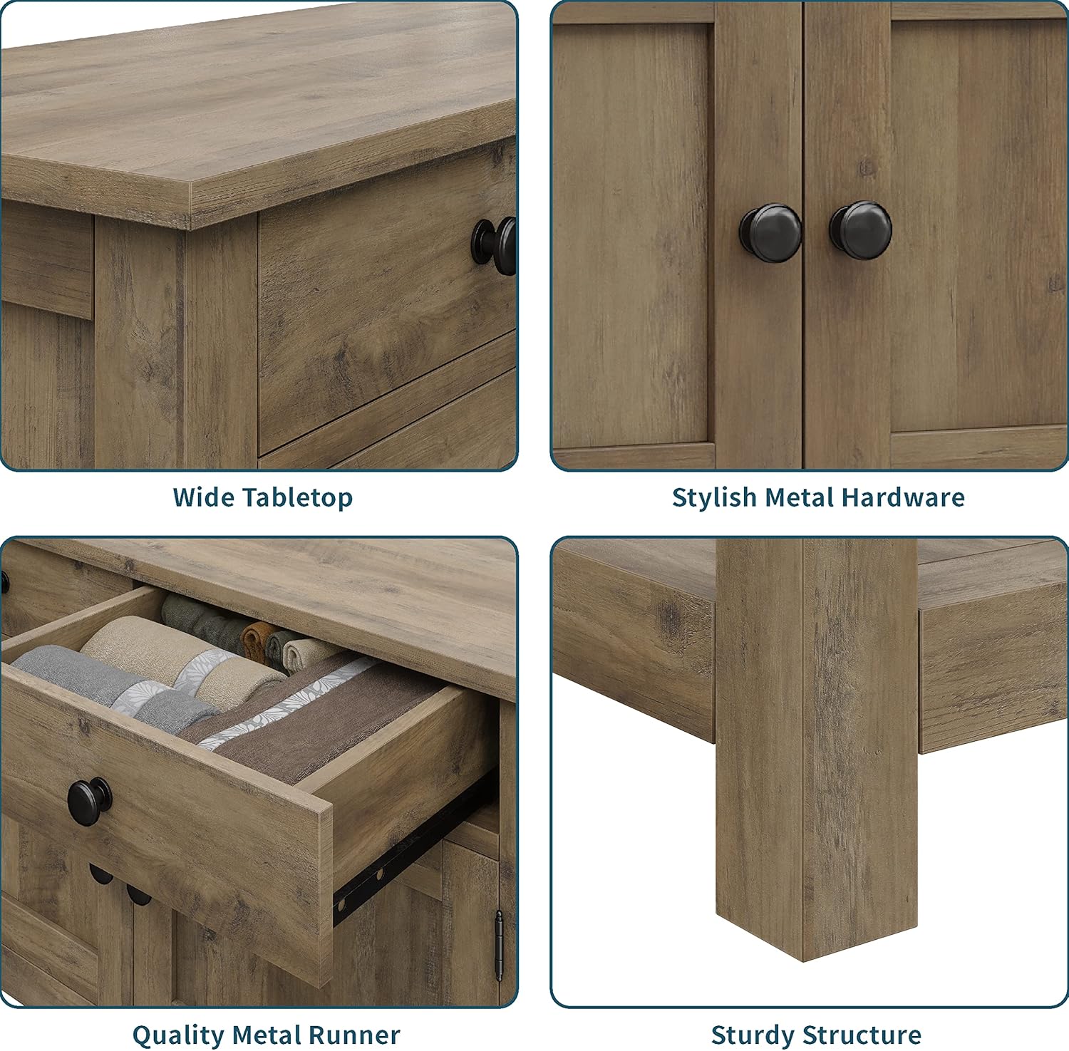 Farmhouse style console table coffee bar entry table with storage rack sofa table wourant