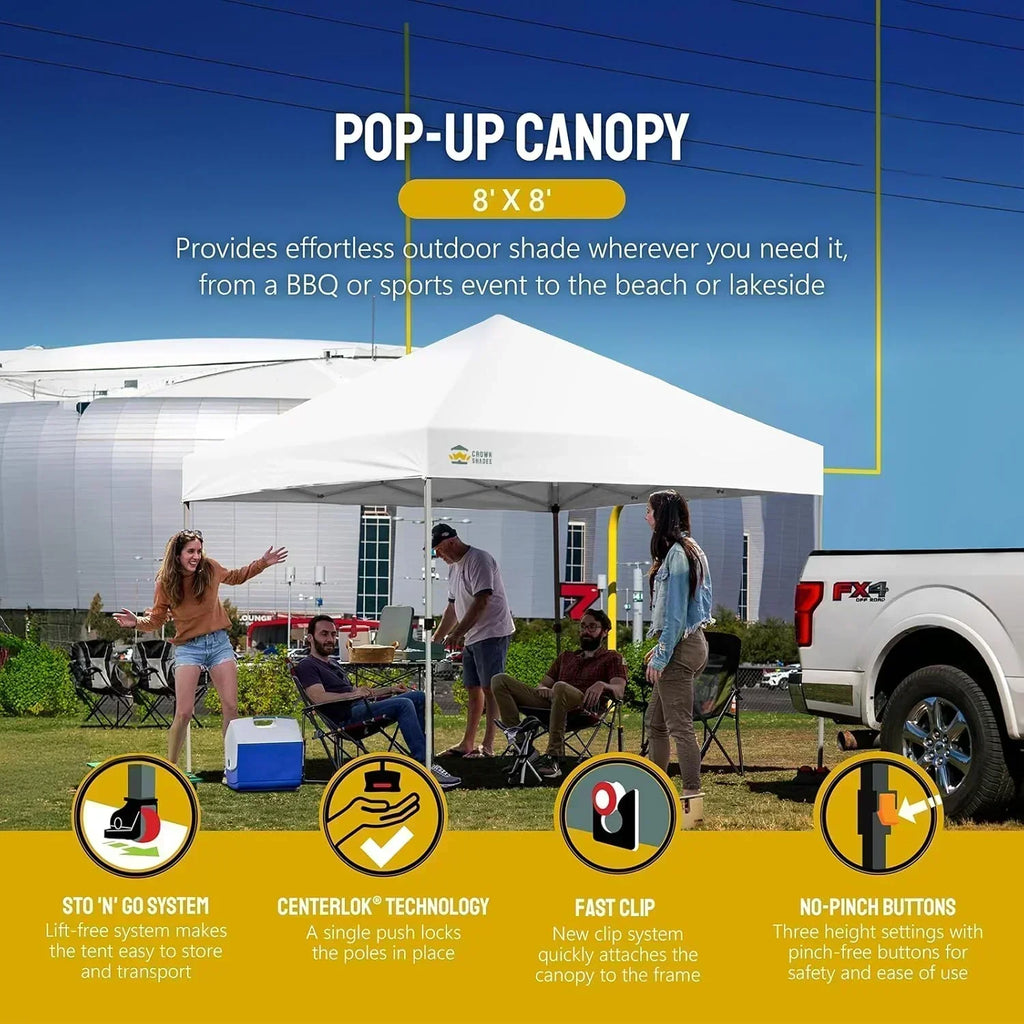 10x10 Pop-Up Awning One-Click Installation Beach Tent Outdoor Sunshade Silver Coated Top wourant