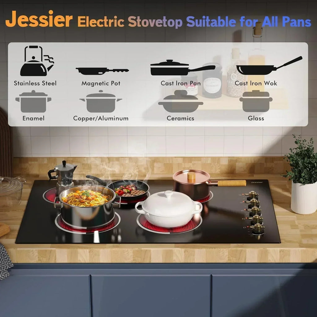 Electric Cooktop 30 Inch - 5 Burners Built-in Ceramic Cooktop 30" Electric Stove Top wourant