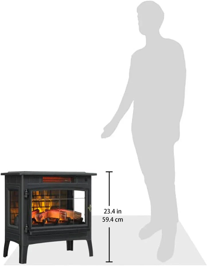 Freestanding Electric Fireplace Stove Heater with 3D Flame Effect for 1000 Sq. Ft wourant