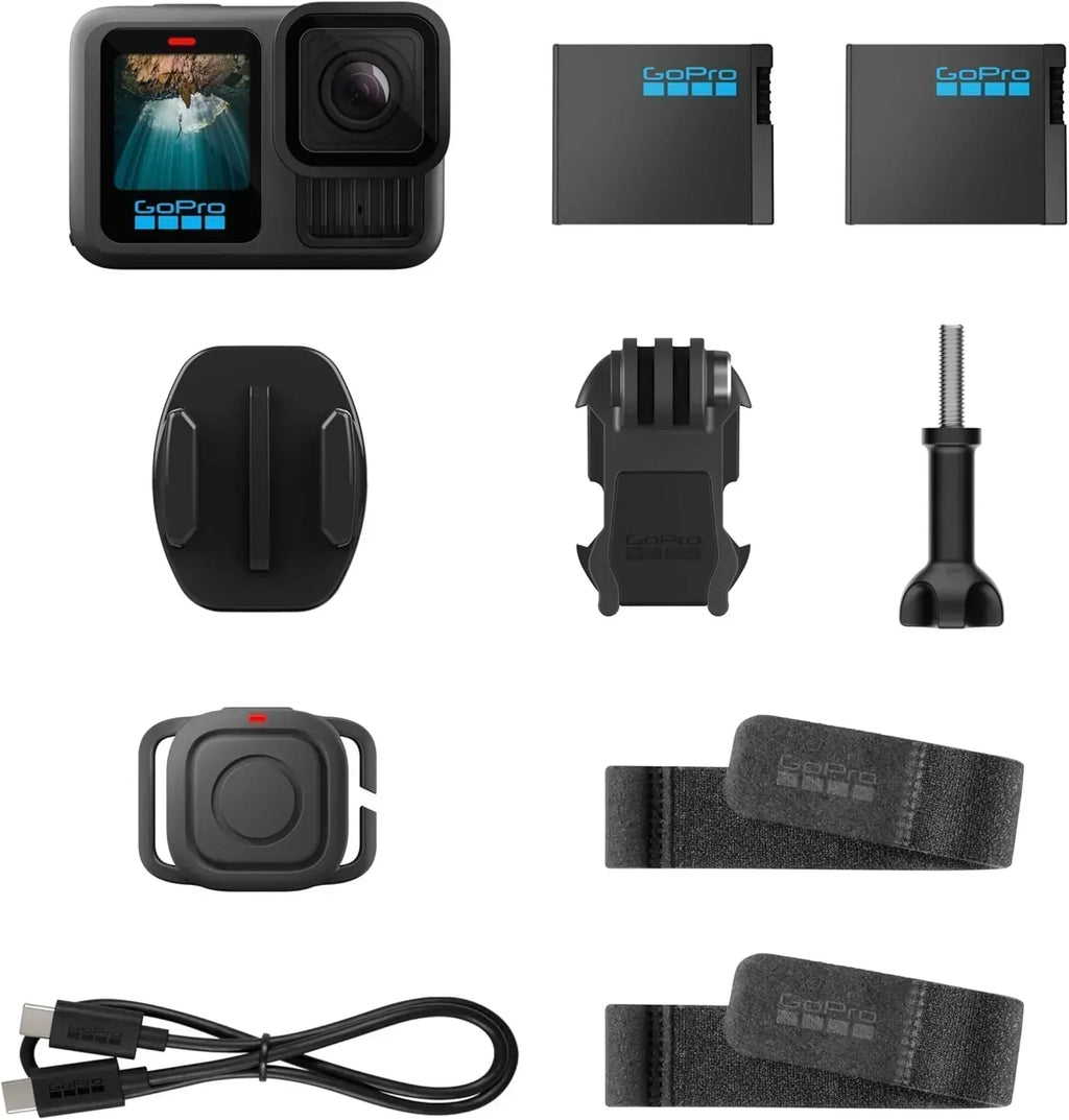 Black Waterproof Action Camera with 5.3K60 Video 27MP Photo Compatability HB-Series Lenses wourant