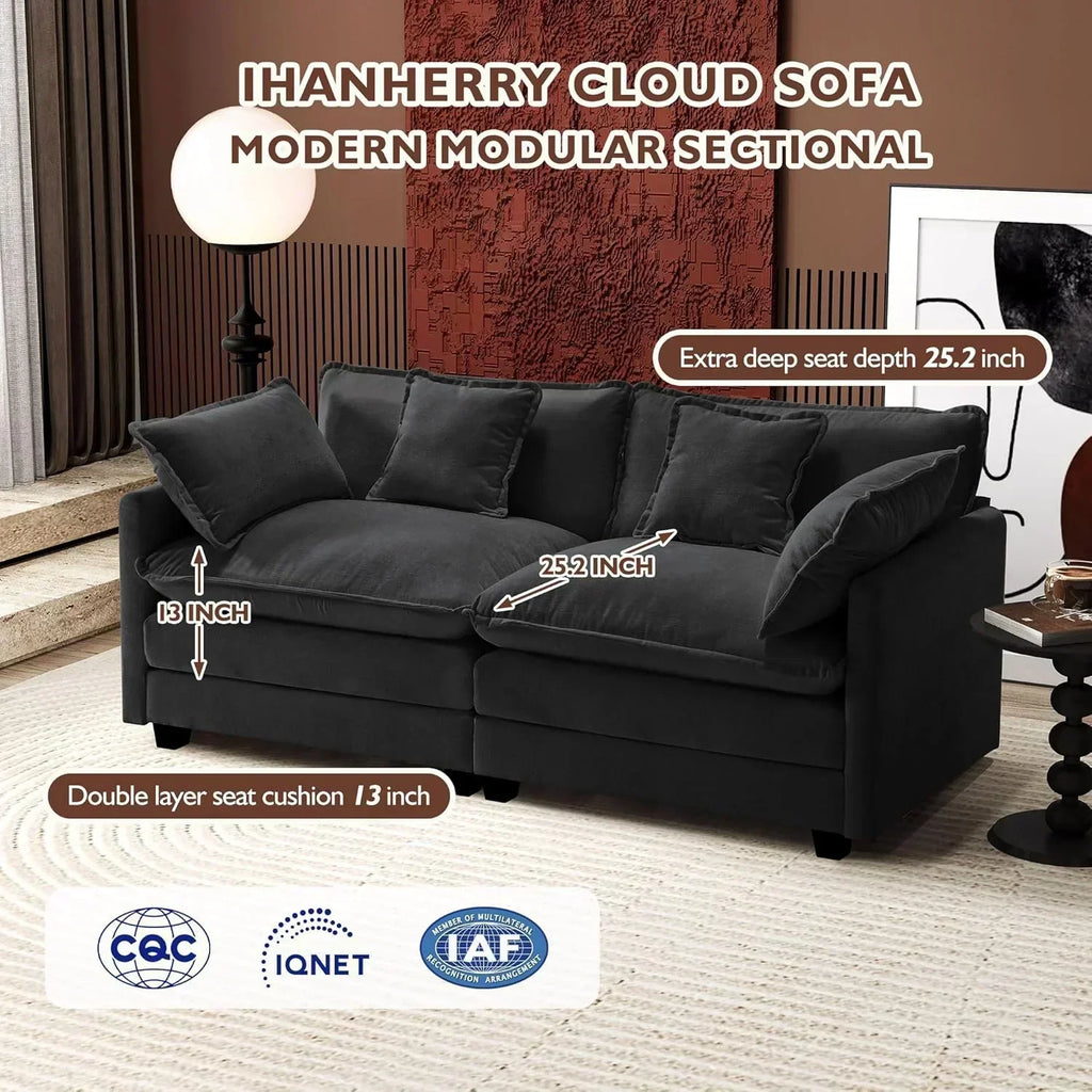 111.4 Inch L Shaped Modern Sofa Modular Cloud Sofa with Ottoman 4 Seater Chenille Deep Seat Sofa wourant