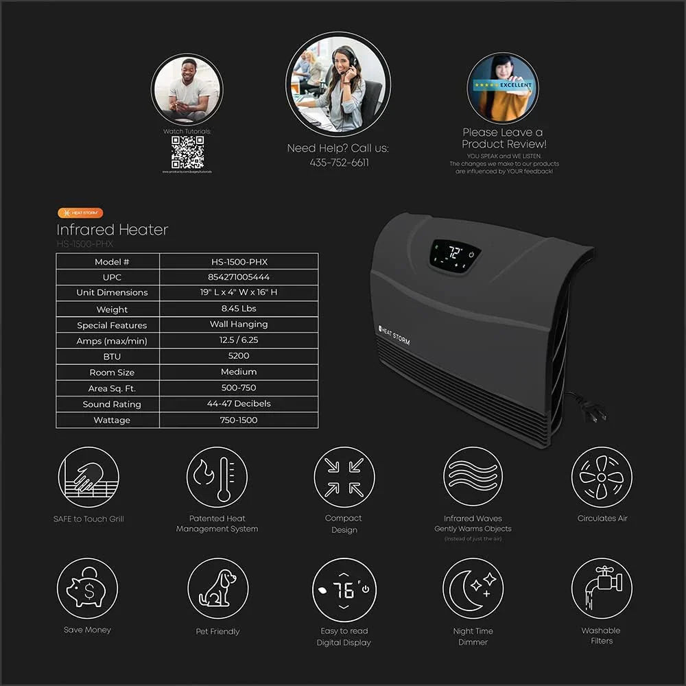 HS-1500-PHX-WIFI Infrared Heater Wifi Wall Mounted wourant