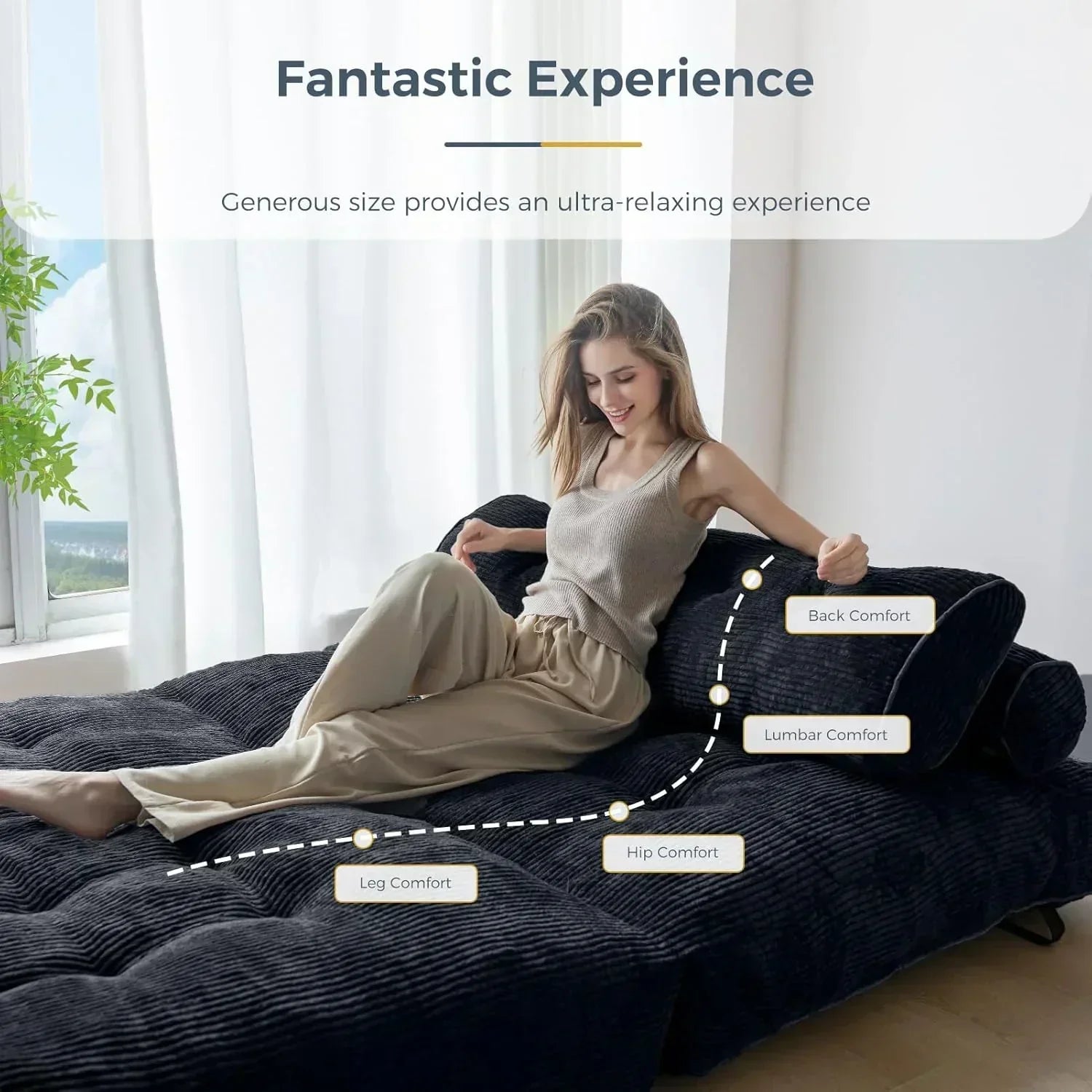 MAXYOYO Folding Sofa Bed Convertible Sleeper Chair with Pillow Foldable Mattress with Back Support wourant