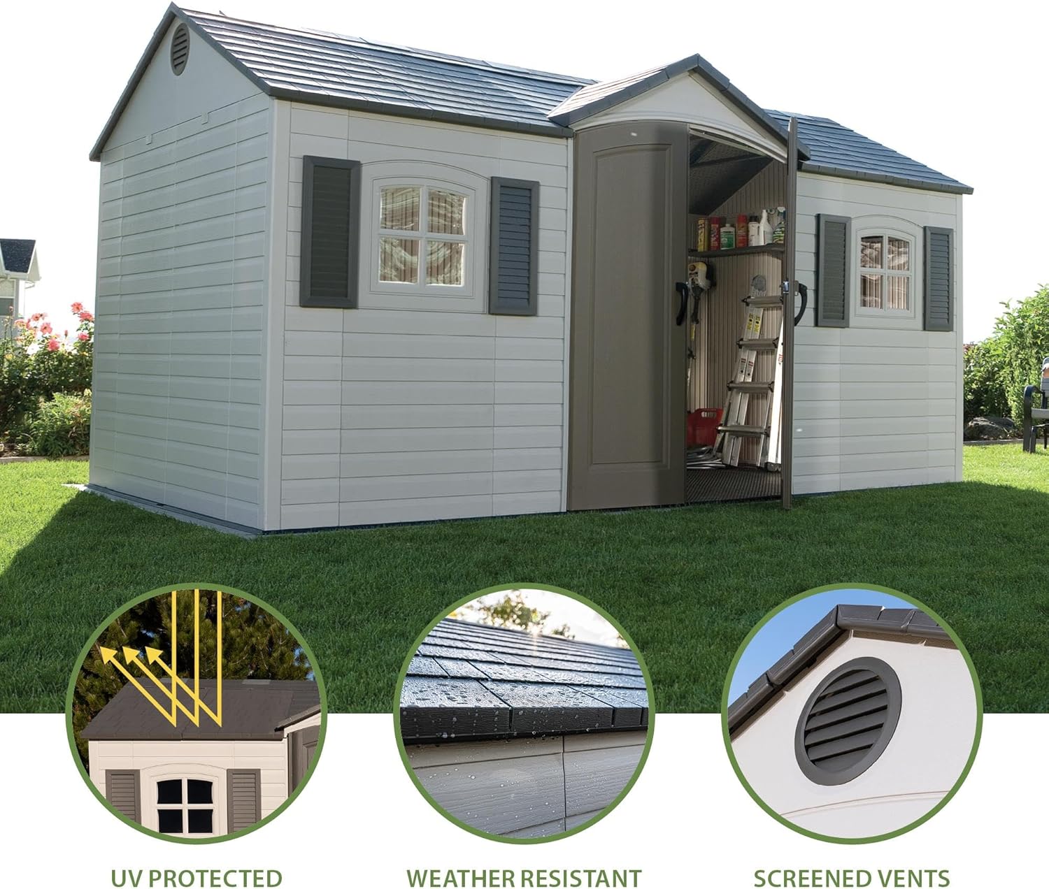 Lifetime 6446 Outdoor Storage Shed 8 x 15 Foot Desert Sand wourant