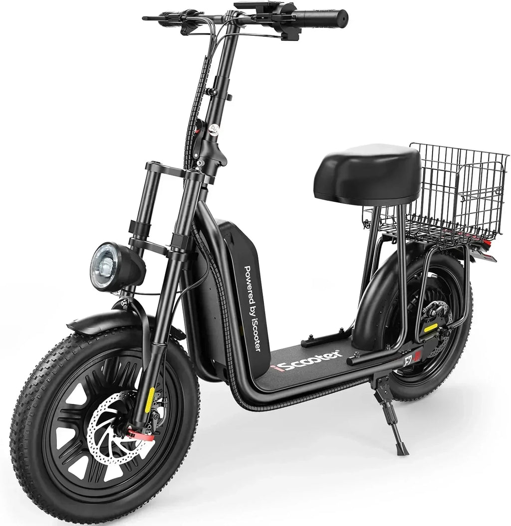 iScooter electric scooter with seat 28/19/15.6 mph top speed dual suspension scooter wourant