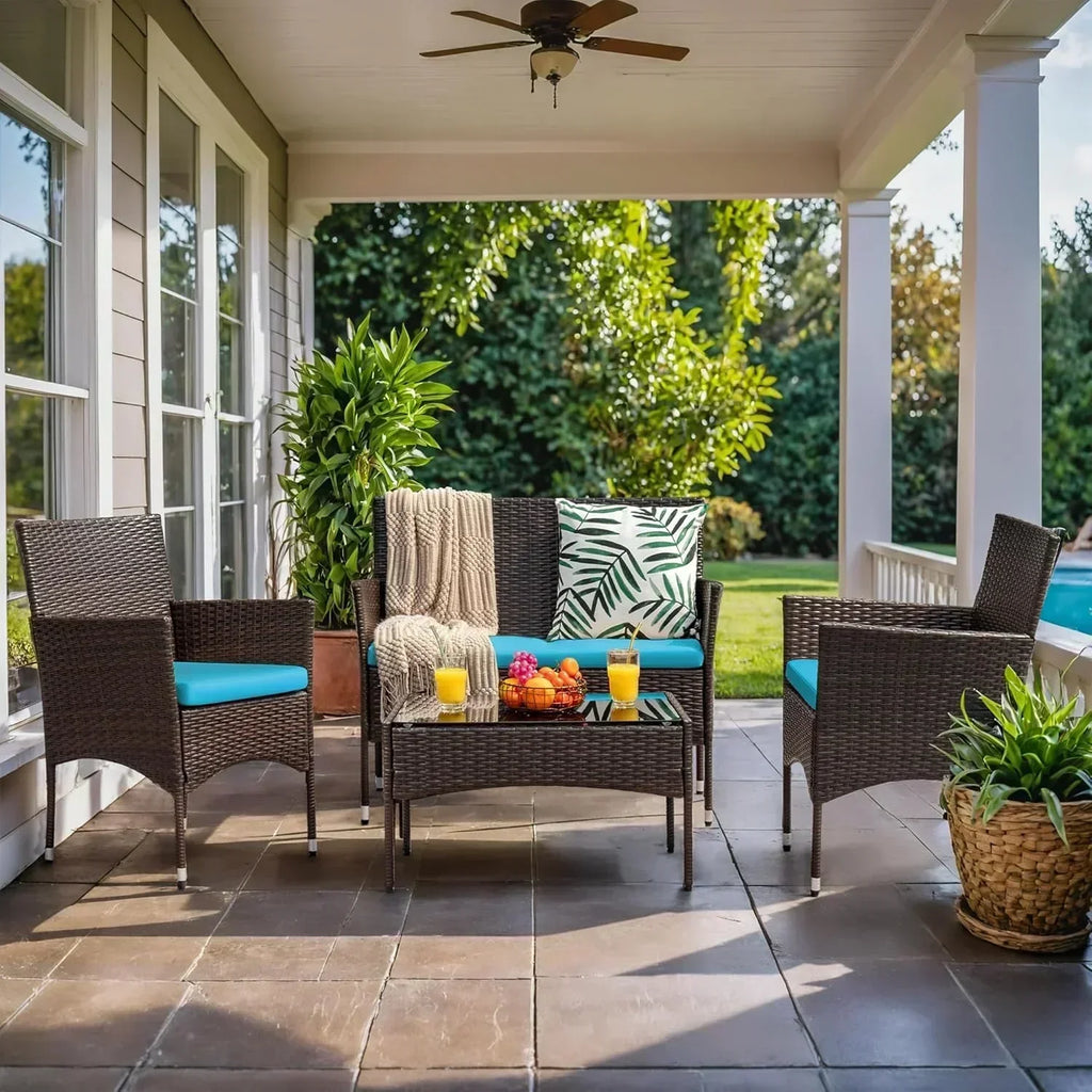 Homall 4-piece outdoor patio furniture set rattan chair wicker set wourant