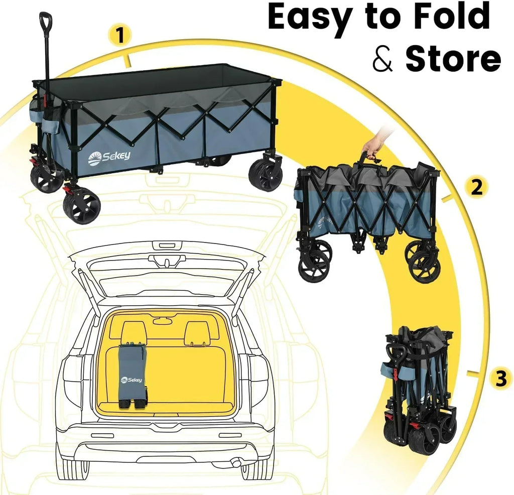 Sekey 48 Inch Long Foldable Extended Travel Cart 440 Lbs Folding Multi-Purpose Garden Cart wourant