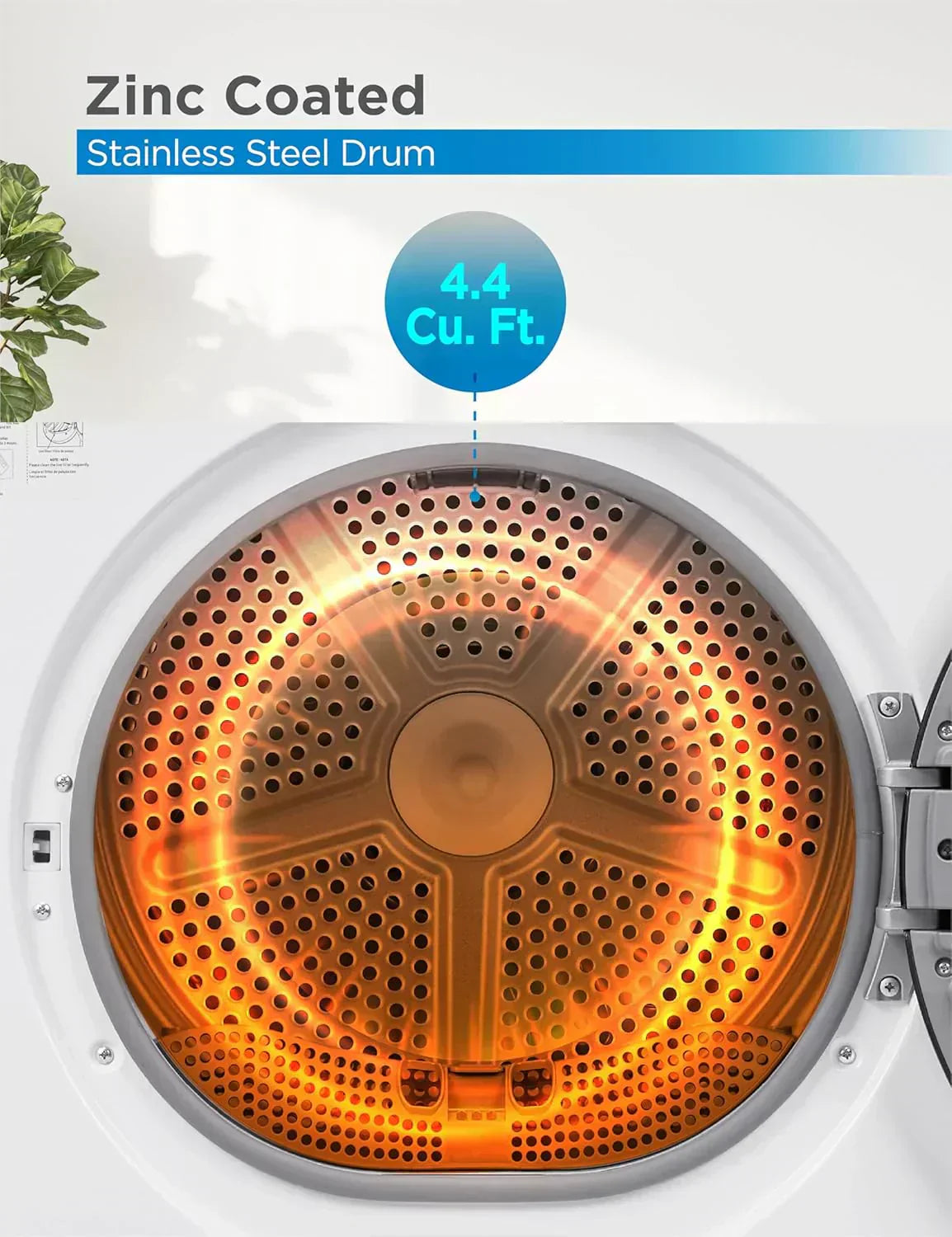 Compact Clothes Dryer 1.5 Cu. Ft. 850W Electric Dryer 120V Vented Dryer Stainless Steel Drum wourant
