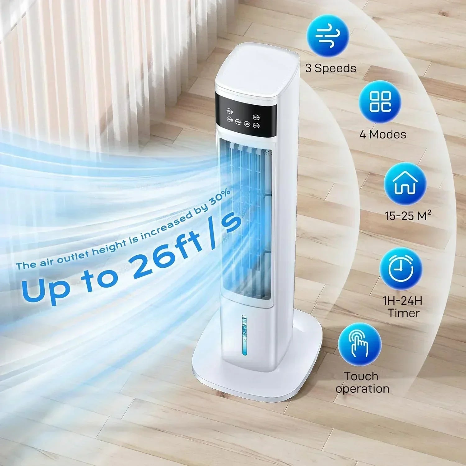 Evaporative Air Cooler 3-in-1 Portable Air Conditioners 4 Modes 3 Speeds Fast Cooling Portable wourant
