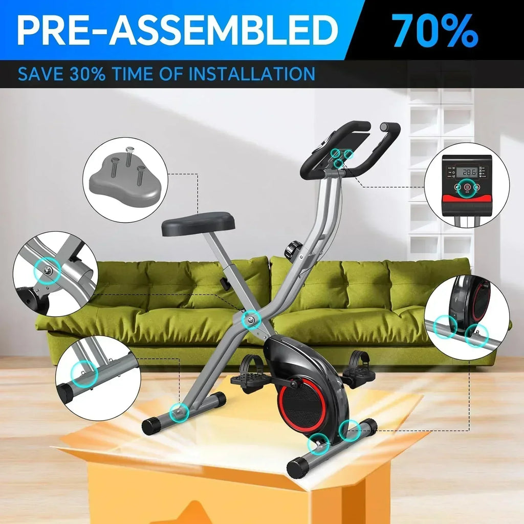Foldable Exercise Bike Stationary Bikes  5 IN 1 Indoor Workout Cycling Bike Quiet Magnetic Resistance wourant
