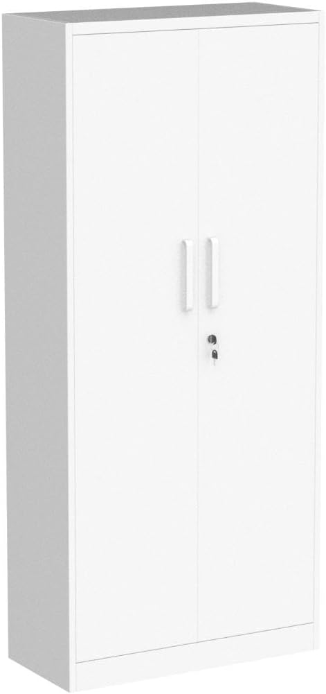 Metal Storage Cabinet with 2 Doors and 6 Shelves, Black Metal Cabinet with Lock, 71 Inch Lockable Garage Storage Cabinet wourant