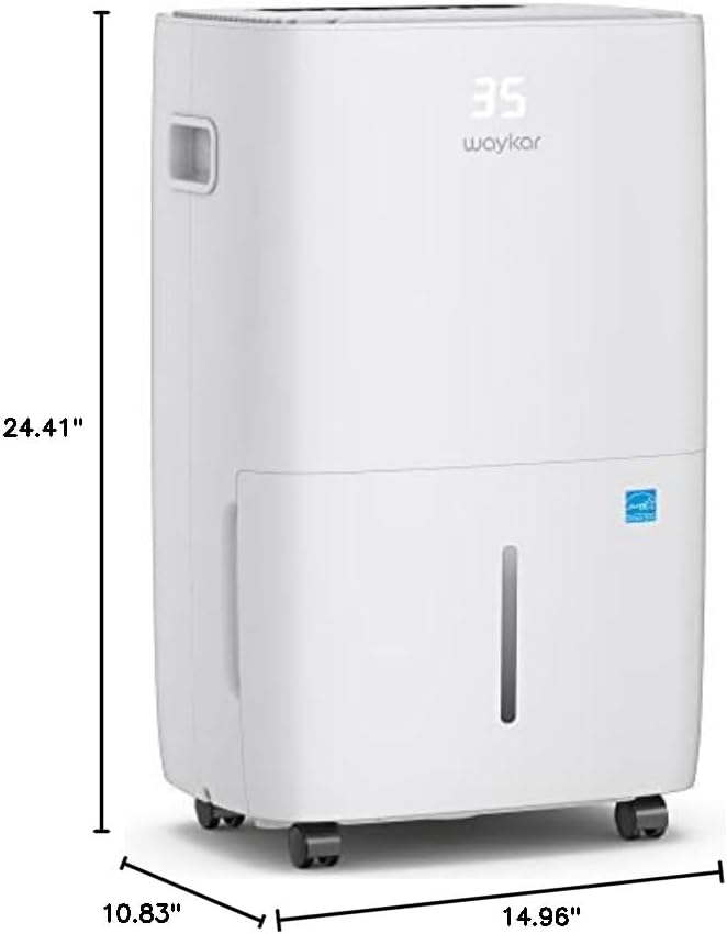 Waykar 2000 Sq. Ft Dehumidifier for Home and Basements, with Auto or Manual Drainage, 0.66 Gallon Water Tank Capacity wourant