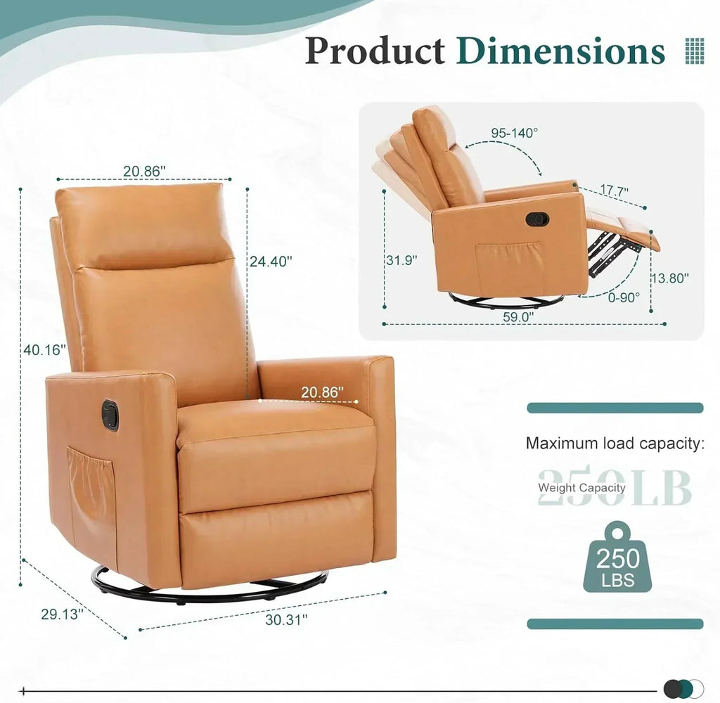 Swivel high-back rocking chair with footrest padded glider baby chair with comfortable deep seat wourant