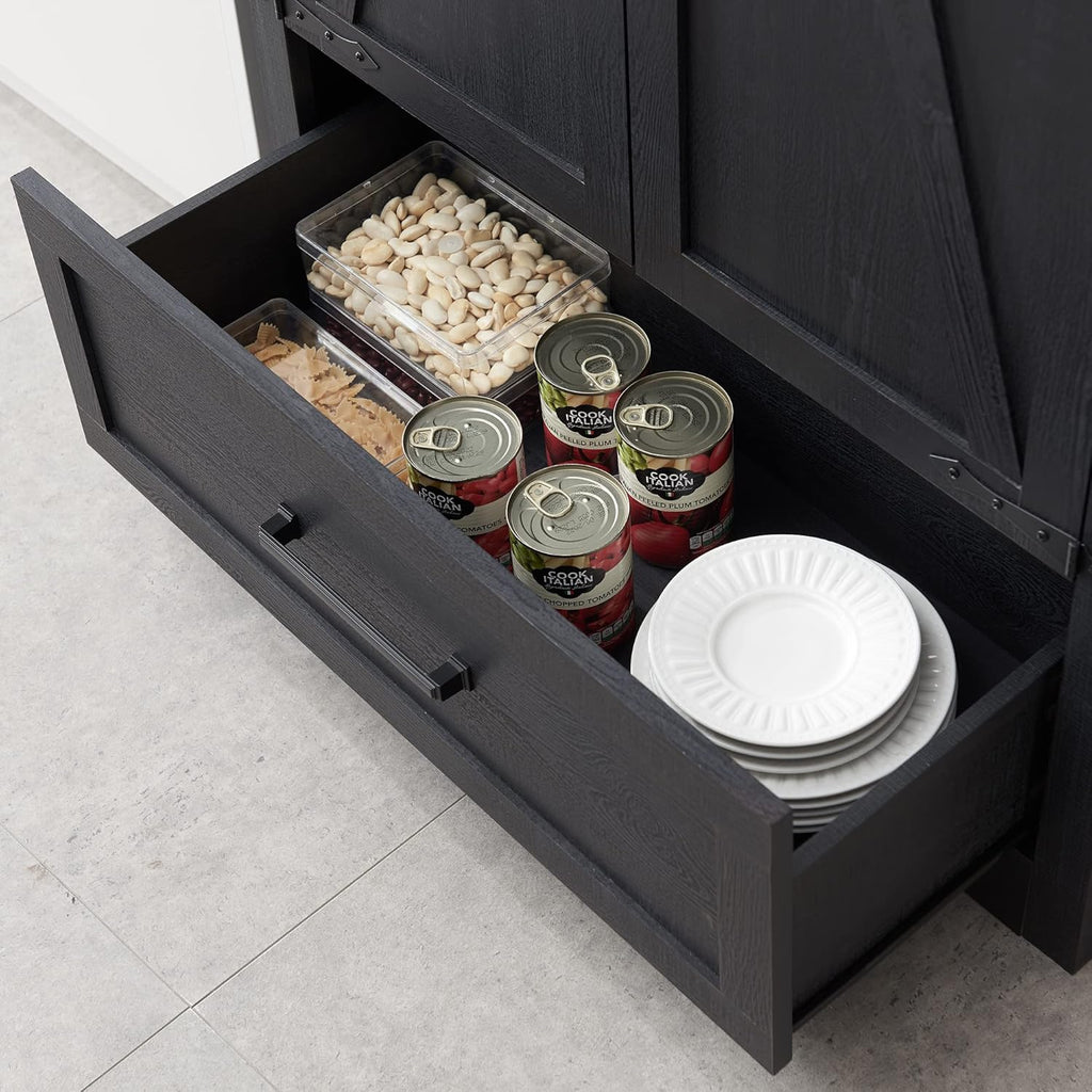 JXQTLINGMU Farmhouse Kitchen Pantry 72" Tall Wood Kitchen Storage Cabinet Adjustable Shelves wourant