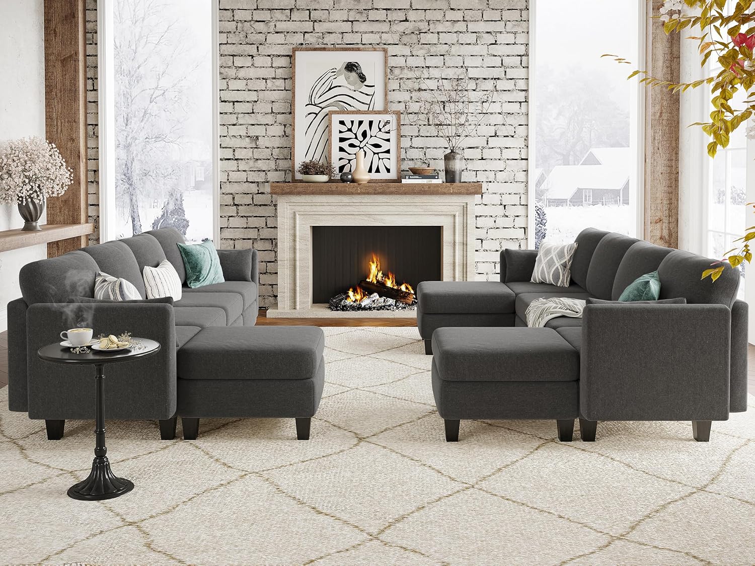 Modular Sectional Sof Convertible U Shaped Sofa Couch with High Density Memory Foam wourant