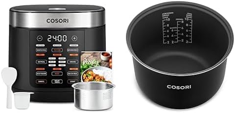 COSORI Rice Cooker 10 Cup, 24h Keep Warm, 18 Functions Fuzzy Logic Rice Maker with Stainless Steel Steamer Basket, Sauté, Slow Cooker wourant