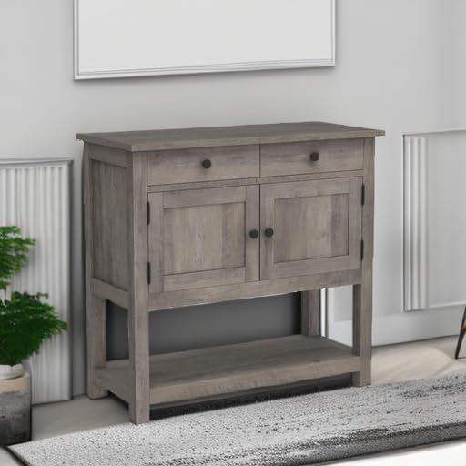 Farmhouse style console table coffee bar, entry table with storage rack, sofa table buffet sideboard wourant