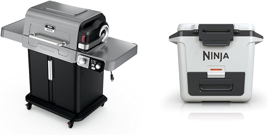 Ninja FlexFlame, Grill and Smoker, Electric and Propane Grill, Roaster, BBQ Grill, 5-in-1 Cooking System, 3 Burner, Digital Control, Outdoor Cooking, Griddle, Pizza Maker, Stainless Steel, PG301 wourant