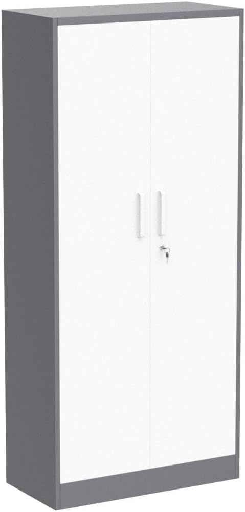 Metal Storage Cabinet with 2 Doors and 6 Shelves, Black Metal Cabinet with Lock, 71 Inch Lockable Garage Storage Cabinet wourant
