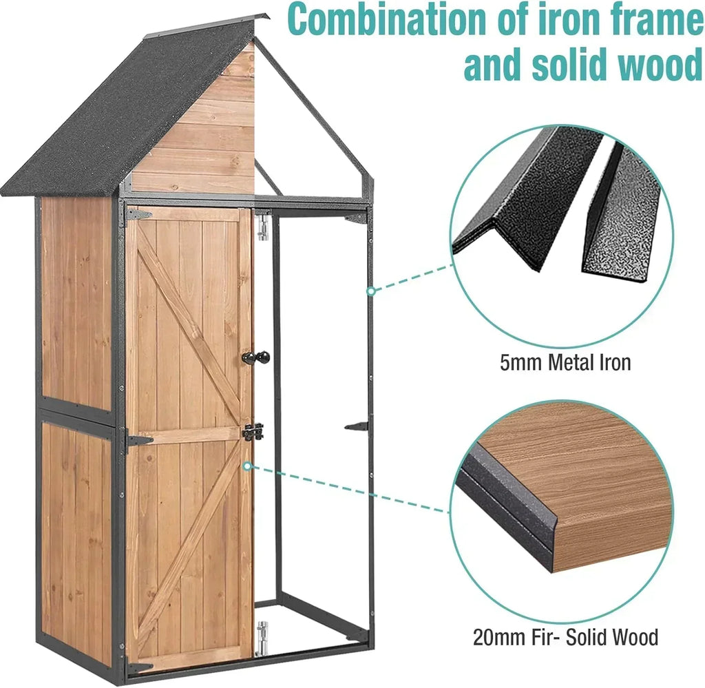 Sheds Outdoor Storage Garden Shed with Metal Frame Structure Adjustable Shelves Capacity Storage wourant