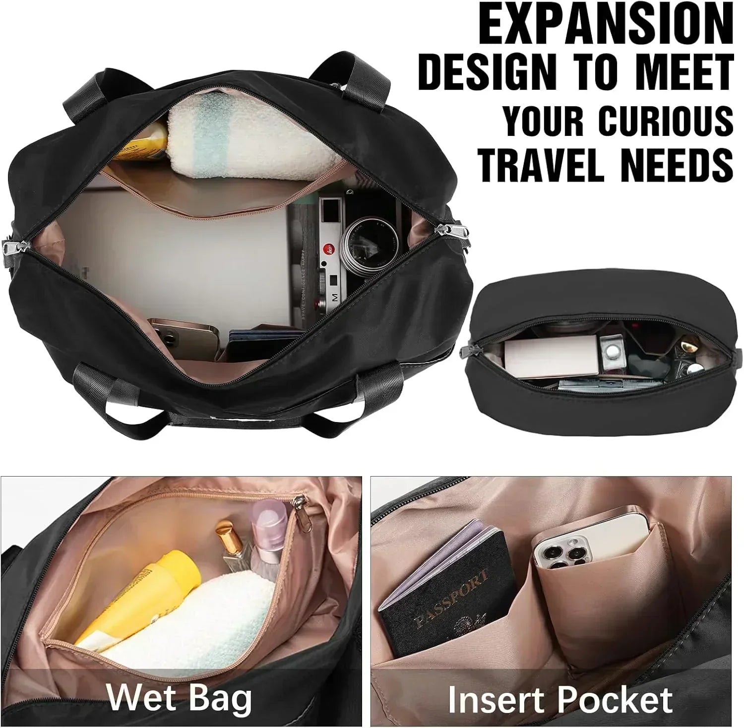 LONG VACATION 6 Piece Luggage Set Carry on Suitcase with ABS+PC hardshell Spinner Wheels wourant