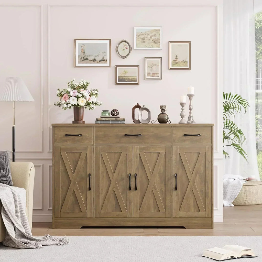 Sideboard with drawers large 55-inch sideboard modern farmhouse wood kitchen dining table wourant