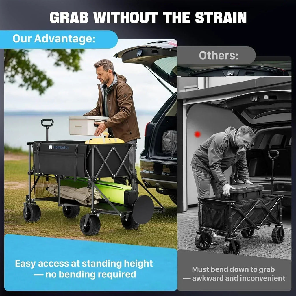 48" Extra Large Folding Travel Cart 560 lb Capacity 350 L Heavy Duty Utility Cart with Brakes wourant