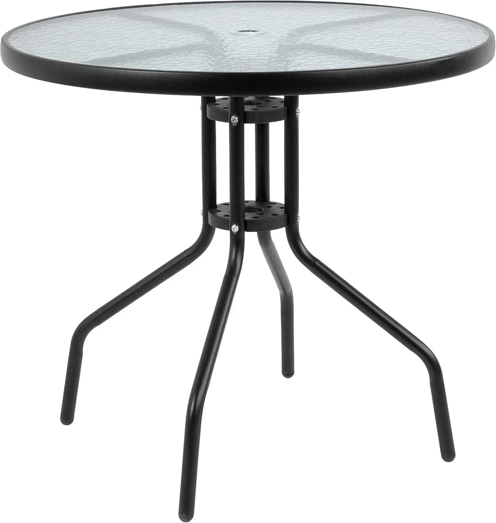 EMMA + OLIVER 6 Piece Brown Patio Garden Set with Umbrella Table Set of 4 Folding Chairs wourant