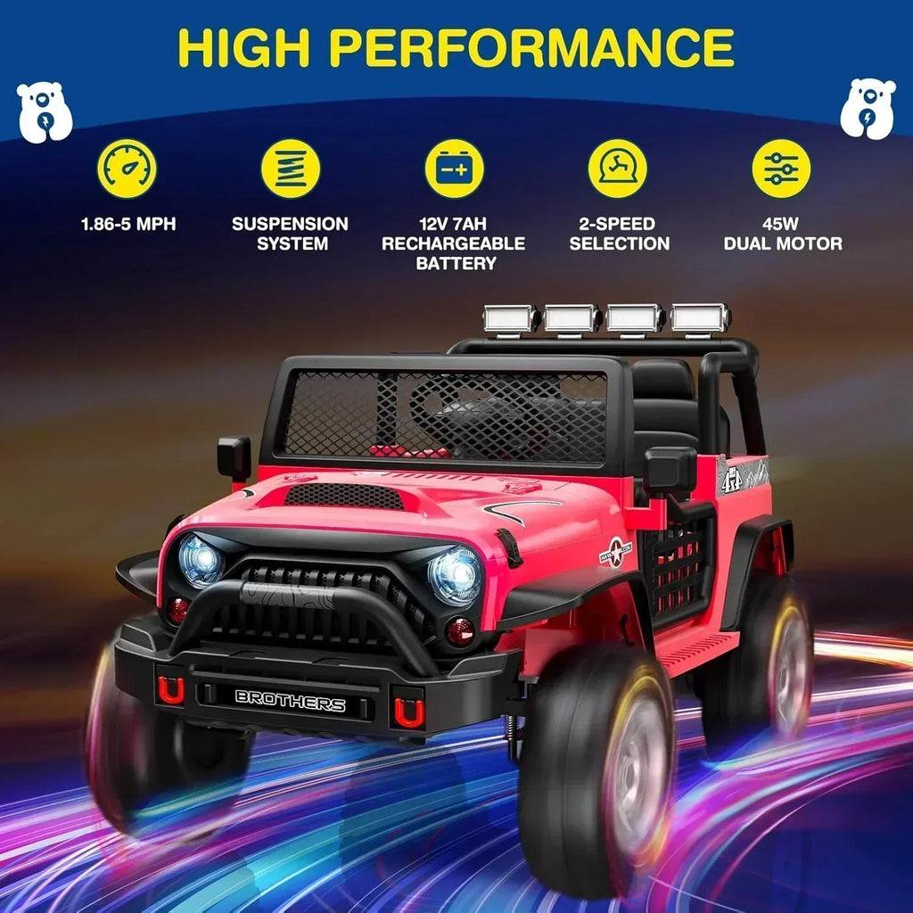 L8 Ride On Car 2 Seater 12V Kids Electric Car Remote Control 4-Wheel Suspension Bluetooth Speaker wourant