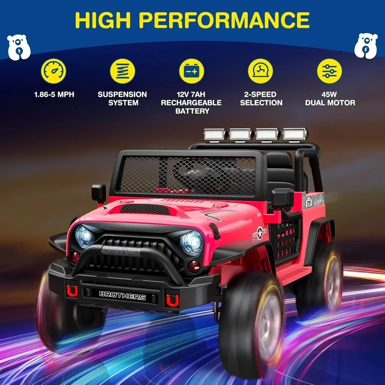 L8 Ride On Car 2 Seater 12V Kids Electric Car Remote Control 4-Wheel Suspension Bluetooth Speaker wourant