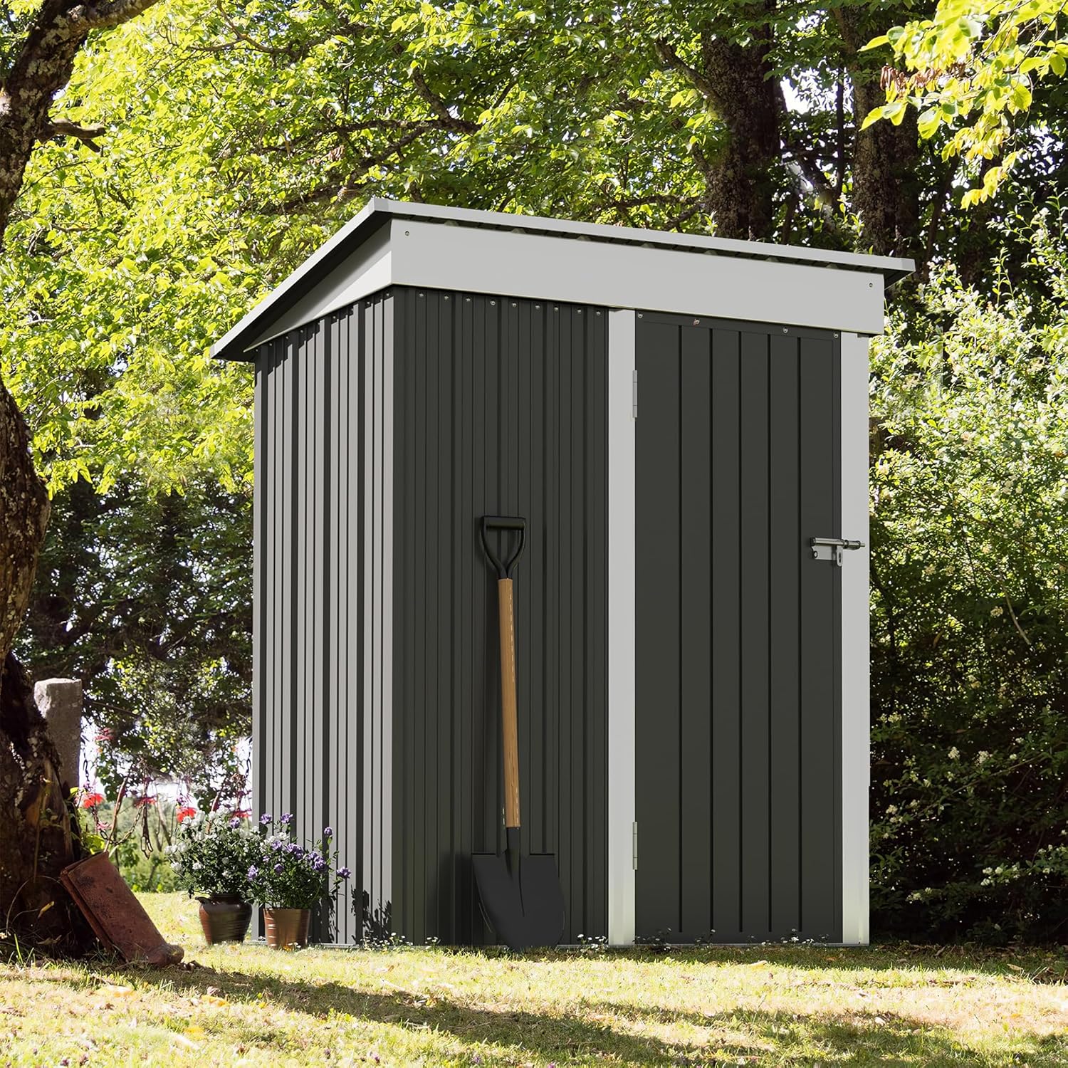 Devoko Outdoor Storage Shed Lockable Metal Garden Shed Steel Anti-Corrosion Storage House wourant