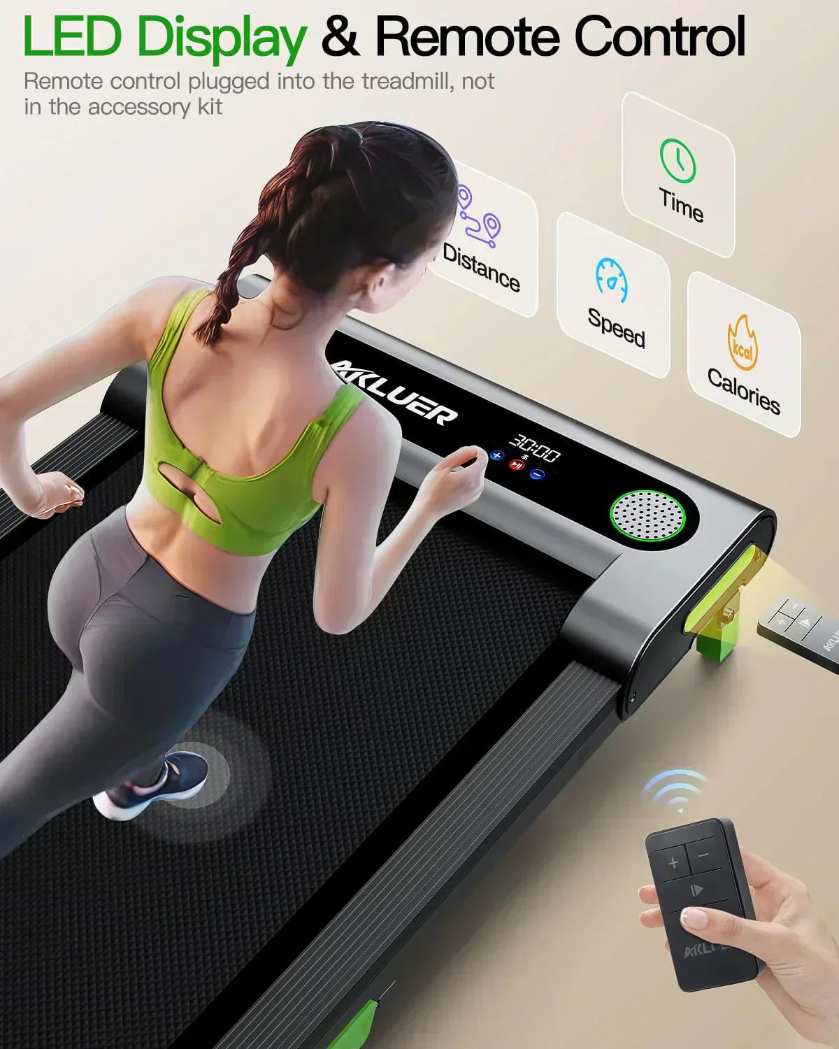 Akluer Inclined Home Treadmill 2.5 HP Small Under-Desk Treadmill Remote Control LED Display wourant
