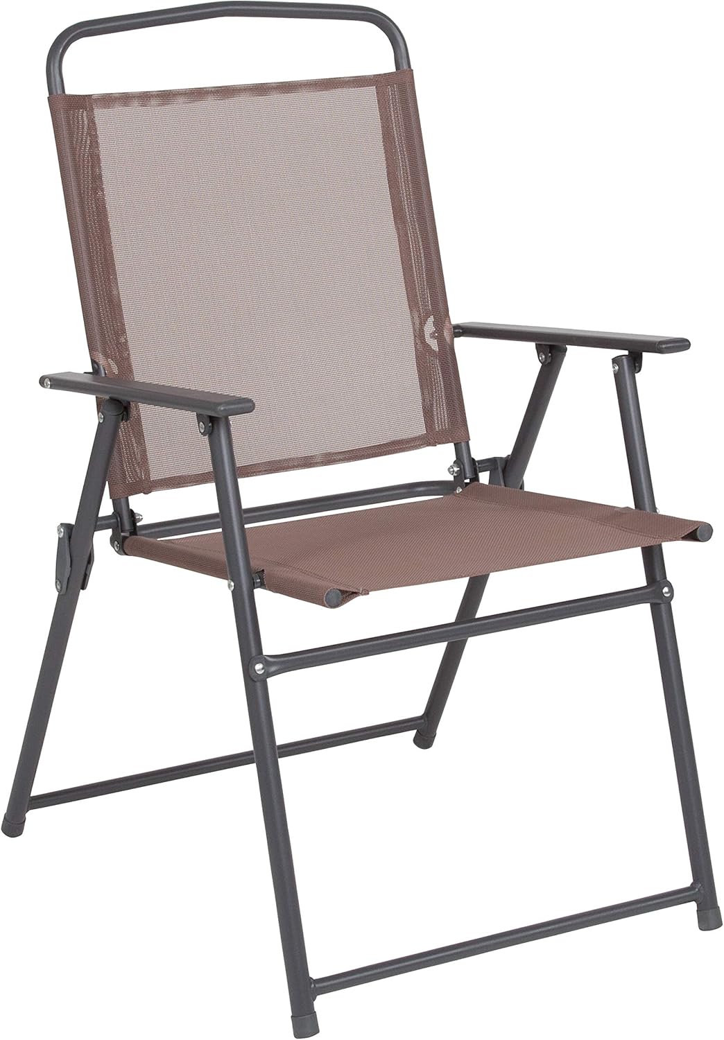 EMMA + OLIVER 6 Piece Brown Patio Garden Set with Umbrella Table Set of 4 Folding Chairs wourant