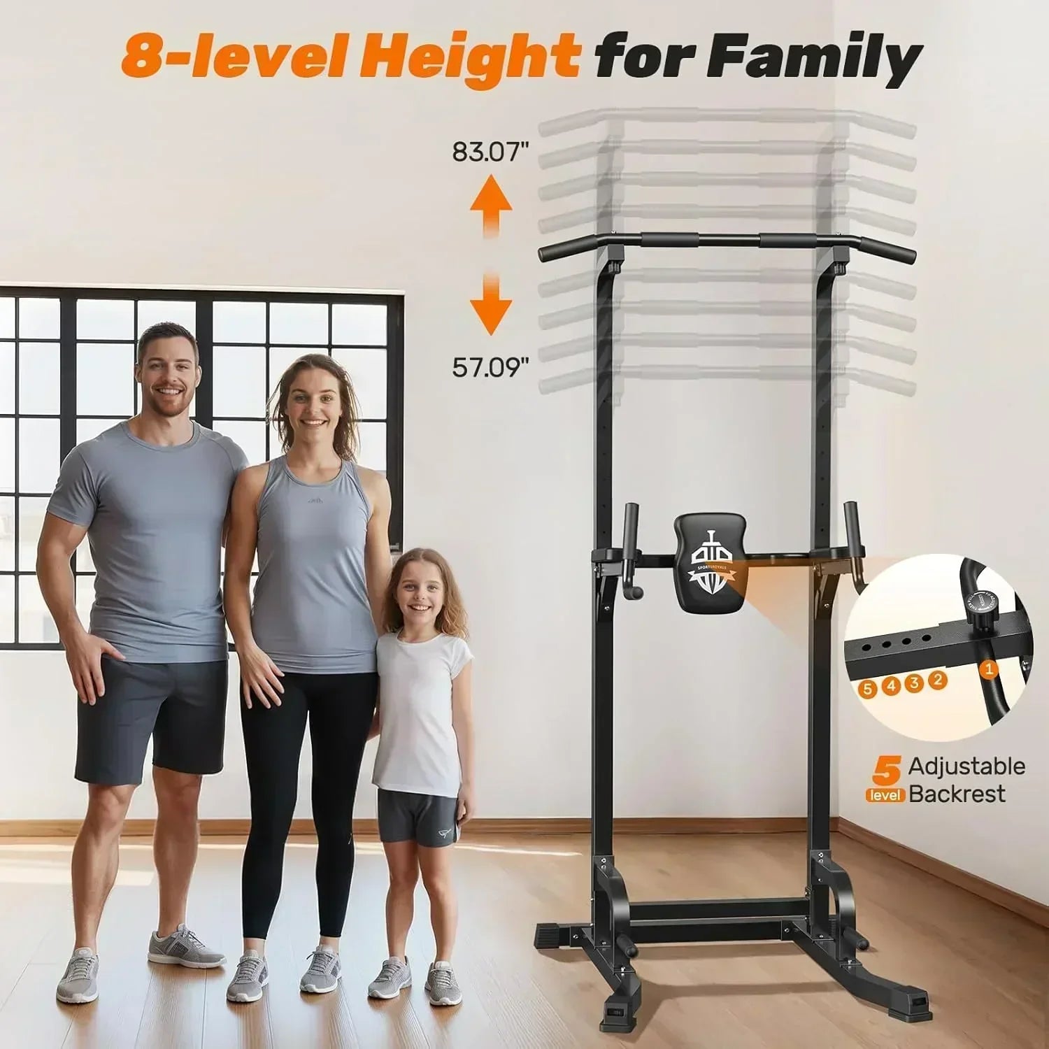 Sportsroyals Power Tower Pull Up Bar Station 450 lbs stable suspended immersion tilt station wourant
