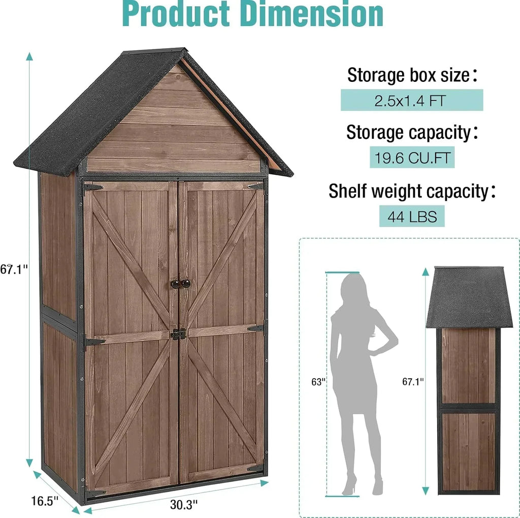 Sheds Outdoor Storage Garden Shed with Metal Frame Structure Adjustable Shelves Capacity Storage wourant
