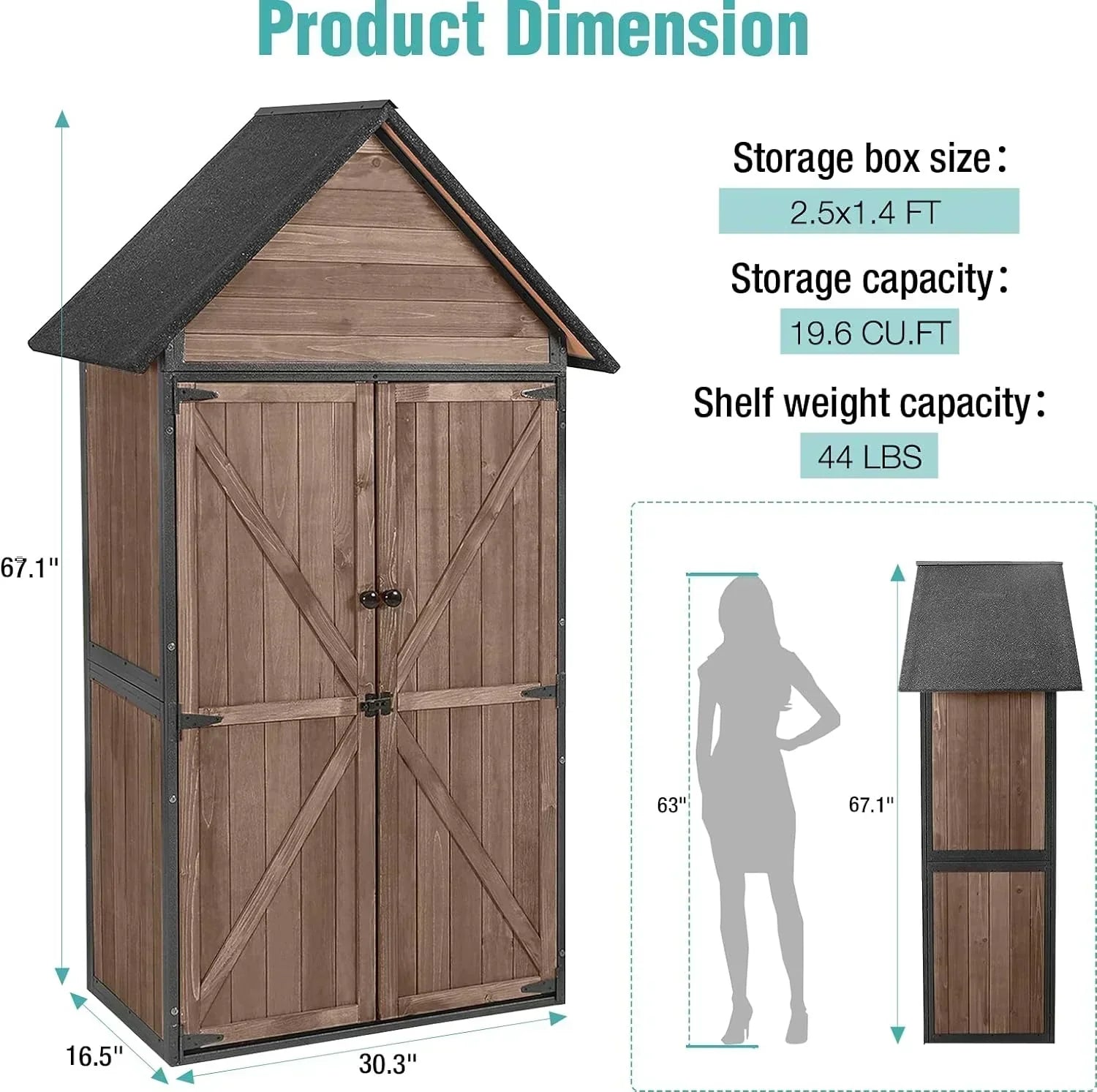 Sheds Outdoor Storage Garden Shed with Metal Frame Structure Adjustable Shelves Capacity Storage wourant