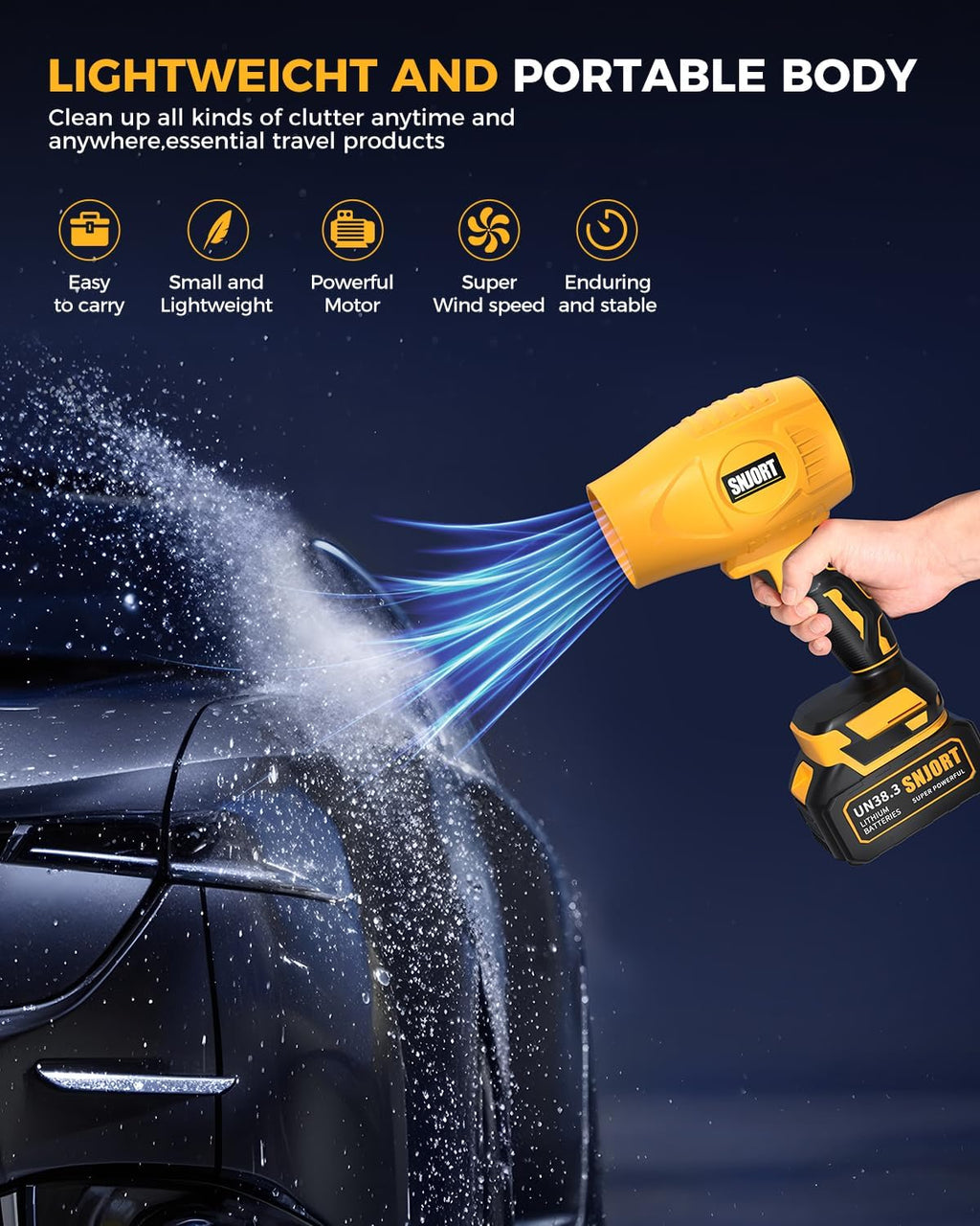 Leaf Blower Cordless with Battery and Charger Extended Nozzle Lightweight Handheld Design wourant