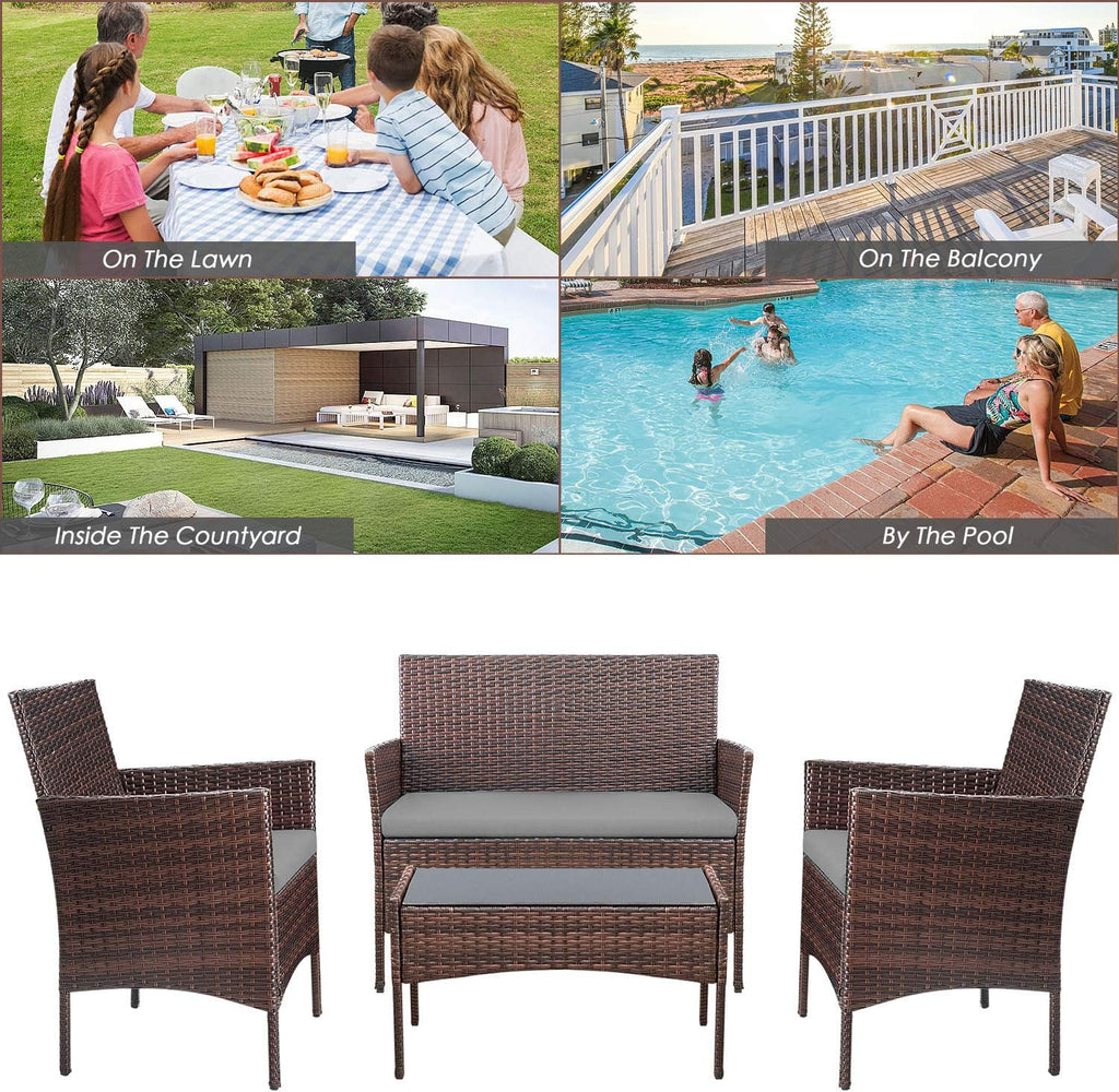 4 piece outdoor patio furniture set rattan chair wicker set wourant
