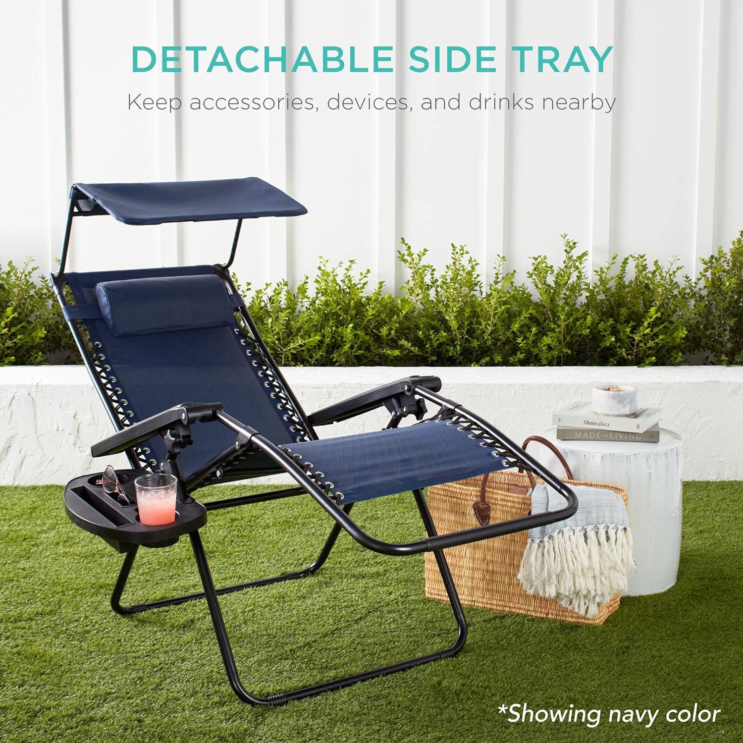 Best Choice Products Folding Zero Gravity Recliner Patio Lounge Chair Adjustable Canopy Shade wourant