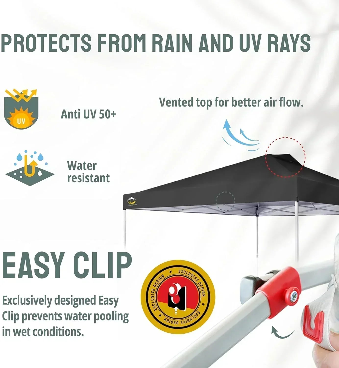 10x10 Pop-Up Awning One-Click Installation Beach Tent Outdoor Sunshade Silver Coated Top wourant