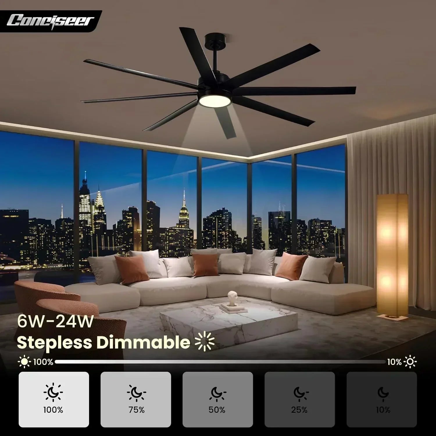 Modern ceiling fan 72 inch bedroom living room library cafe outdoor/industrial wourant