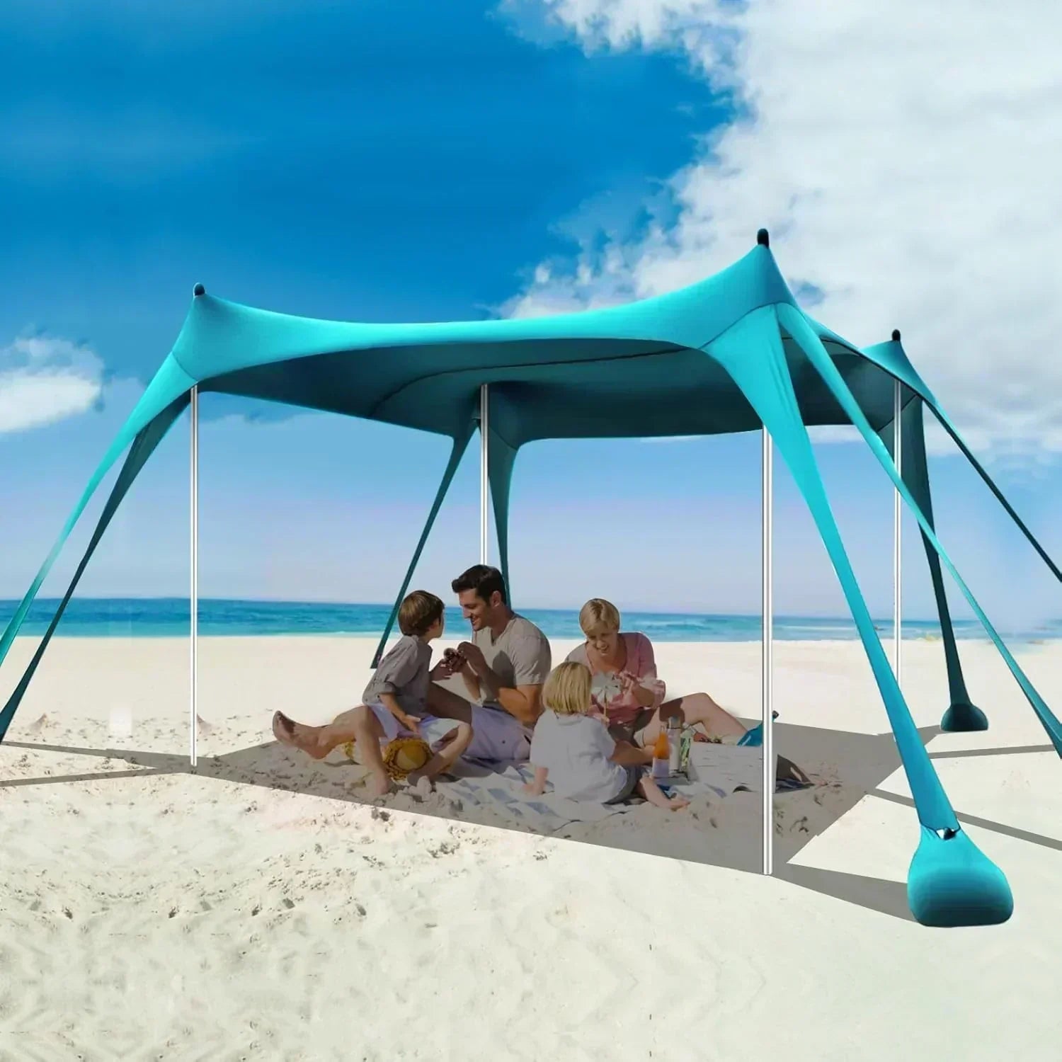 Beach Tent Sun Shelter 10 x 10 FT Beach Canopy Tent Sun Shade Heavy Duty UPF50+ Beach Tent wourant